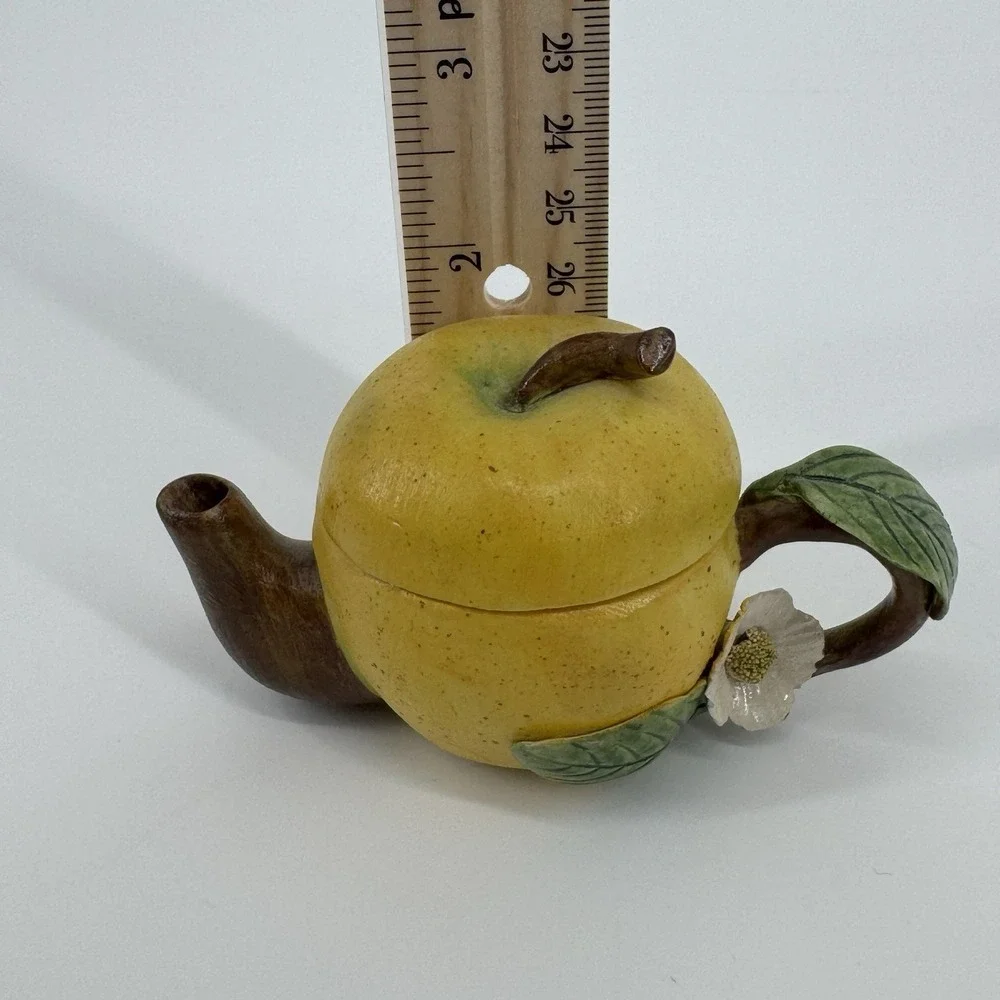 Vintage Style Rose & Apple Teapot Set Miniature Floral Novelty Cottagecore Chic